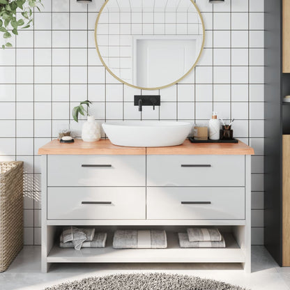 Piano Bagno Marrone 140x40x(2-4) cm Legno Massello Trattato