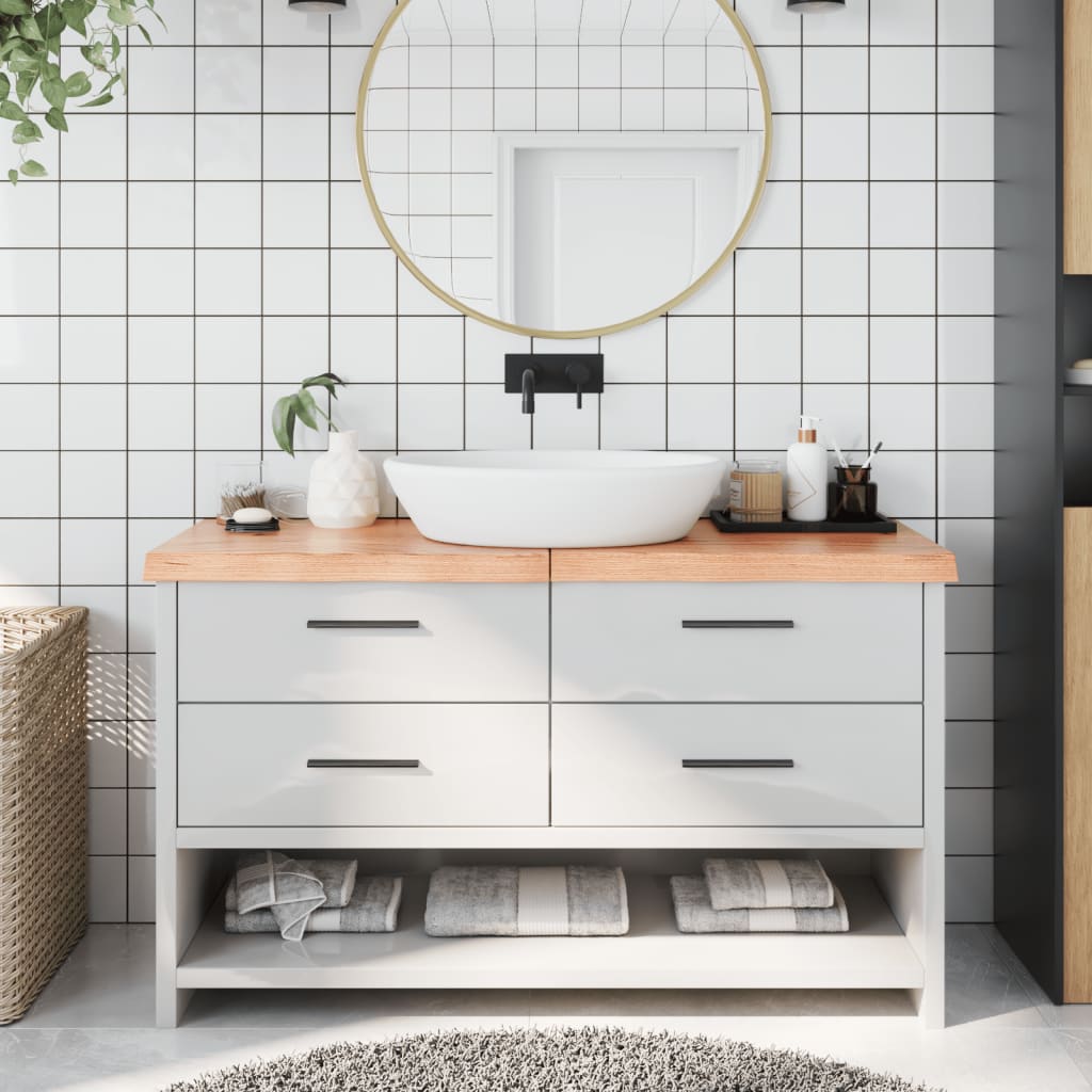 Piano Bagno Marrone 140x40x(2-6) cm Legno Massello Trattato