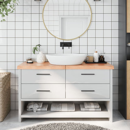 Piano Bagno Marrone 140x40x(2-6) cm Legno Massello Trattato