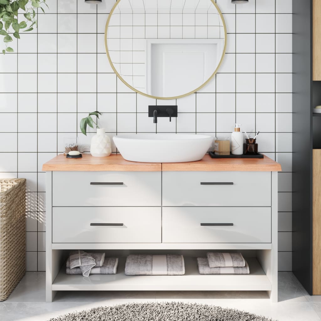 Piano Bagno Marrone 140x50x(2-4) cm Legno Massello Trattato