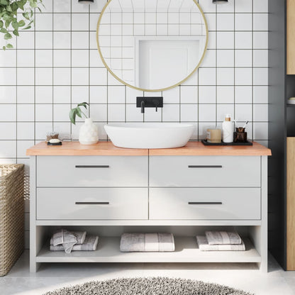 Piano Bagno Marrone 160x30x(2-4) cm Legno Massello Trattato
