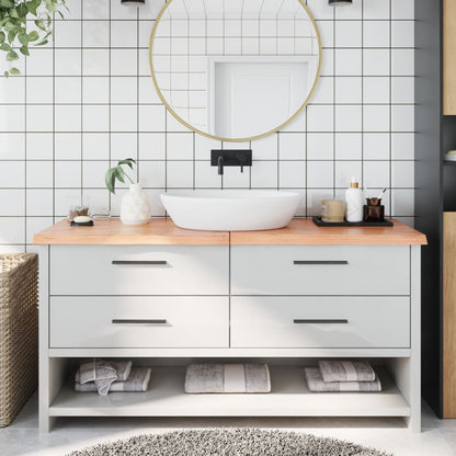 Piano Bagno Marrone 160x50x(2-4) cm Legno Massello Trattato
