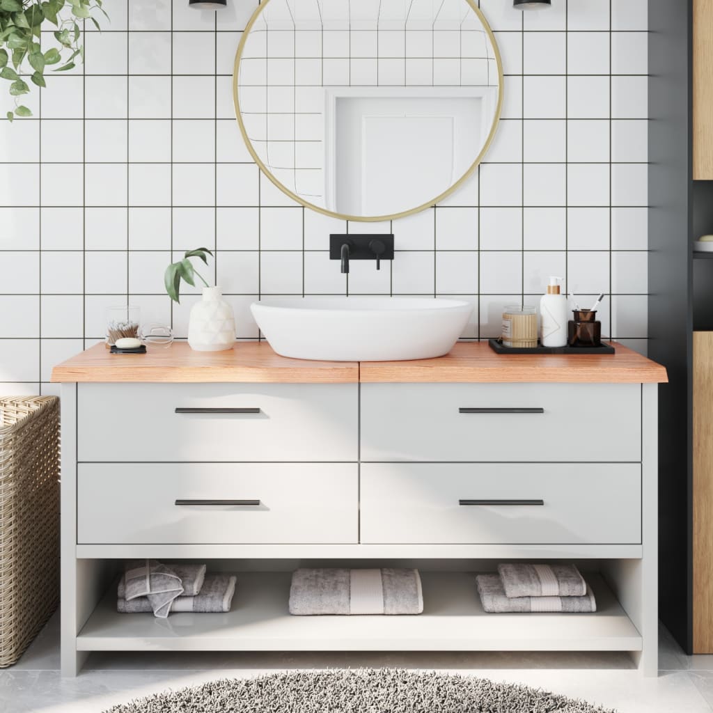 Piano Bagno Marrone 160x60x(2-4) cm Legno Massello Trattato