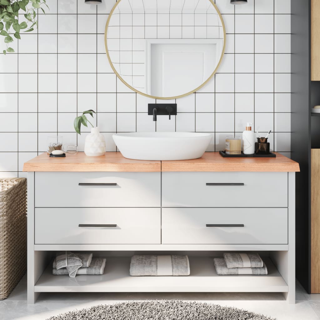 Piano Bagno Marrone 160x60x(2-6) cm Legno Massello Trattato