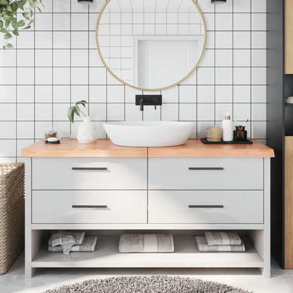 Piano Bagno Marrone 160x60x(2-6) cm Legno Massello Trattato