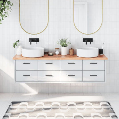Piano Bagno Marrone 180x30x(2-4) cm Legno Massello Trattato