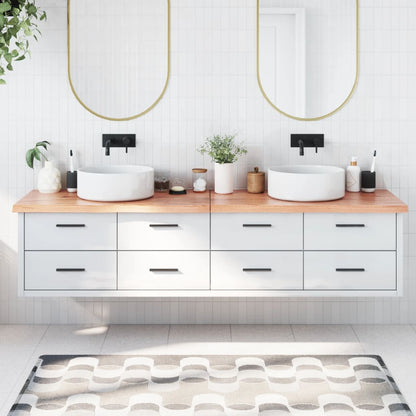 Piano Bagno Marrone 200x40x(2-4) cm Legno Massello Trattato