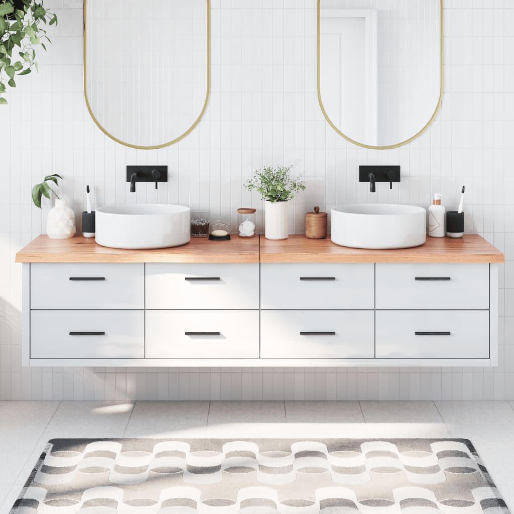 Piano Bagno Marrone 200x50x(2-4) cm Legno Massello Trattato