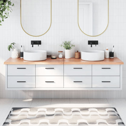 Piano Bagno Marrone 200x50x(2-4) cm Legno Massello Trattato