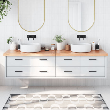 Piano Bagno Marrone 200x50x(2-6) cm Legno Massello Trattato