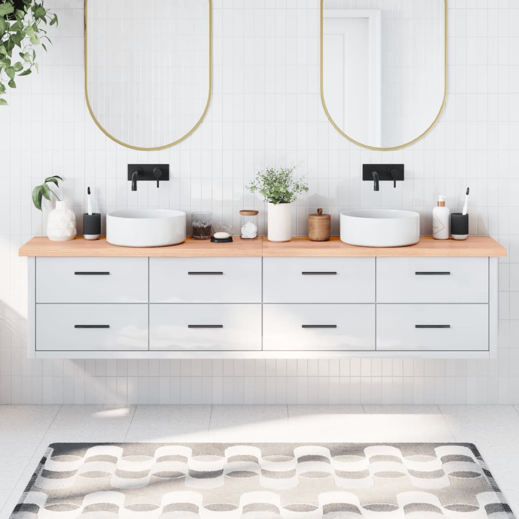 Piano Bagno Marrone 220x40x(2-4) cm Legno Massello Trattato