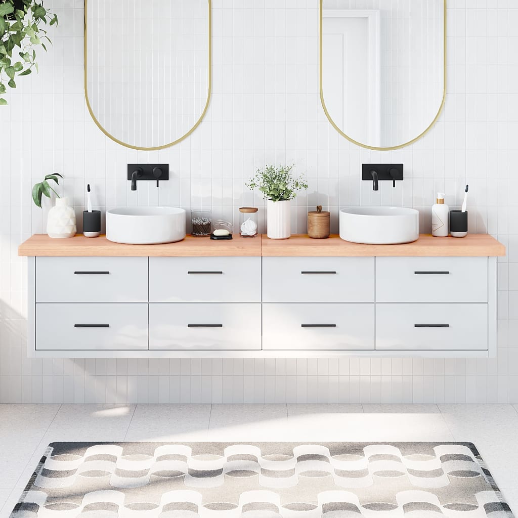 Piano Bagno Marrone 220x40x(2-6) cm Legno Massello Trattato
