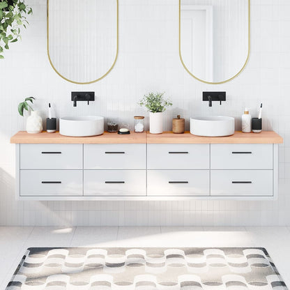 Piano Bagno Marrone 220x40x(2-6) cm Legno Massello Trattato