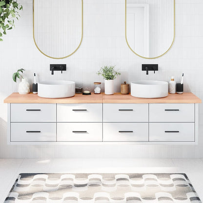 Piano Bagno Marrone 220x50x(2-4) cm Legno Massello Trattato