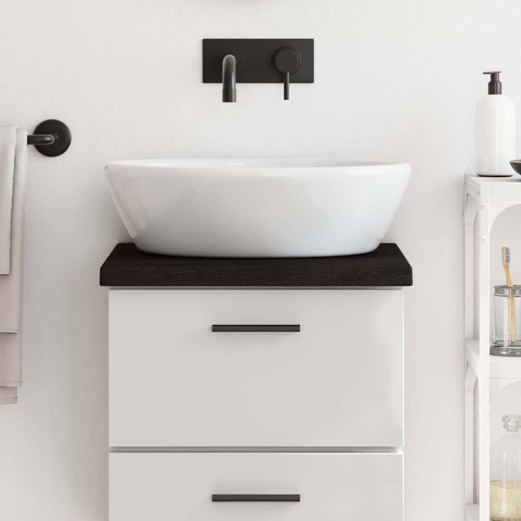 Piano Bagno Marrone Scuro 40x30x(2-4)cm Legno Massello Trattato