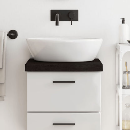 Piano Bagno Marrone Scuro 40x30x(2-6)cm Legno Massello Trattato