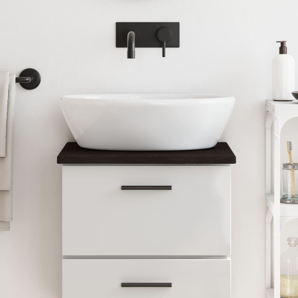 Piano Bagno Marrone Scuro 40x40x2 cm Legno Massello Trattato