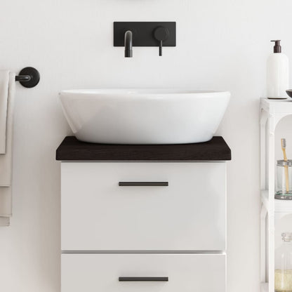Piano Bagno Marrone Scuro 40x40x(2-4)cm Legno Massello Trattato