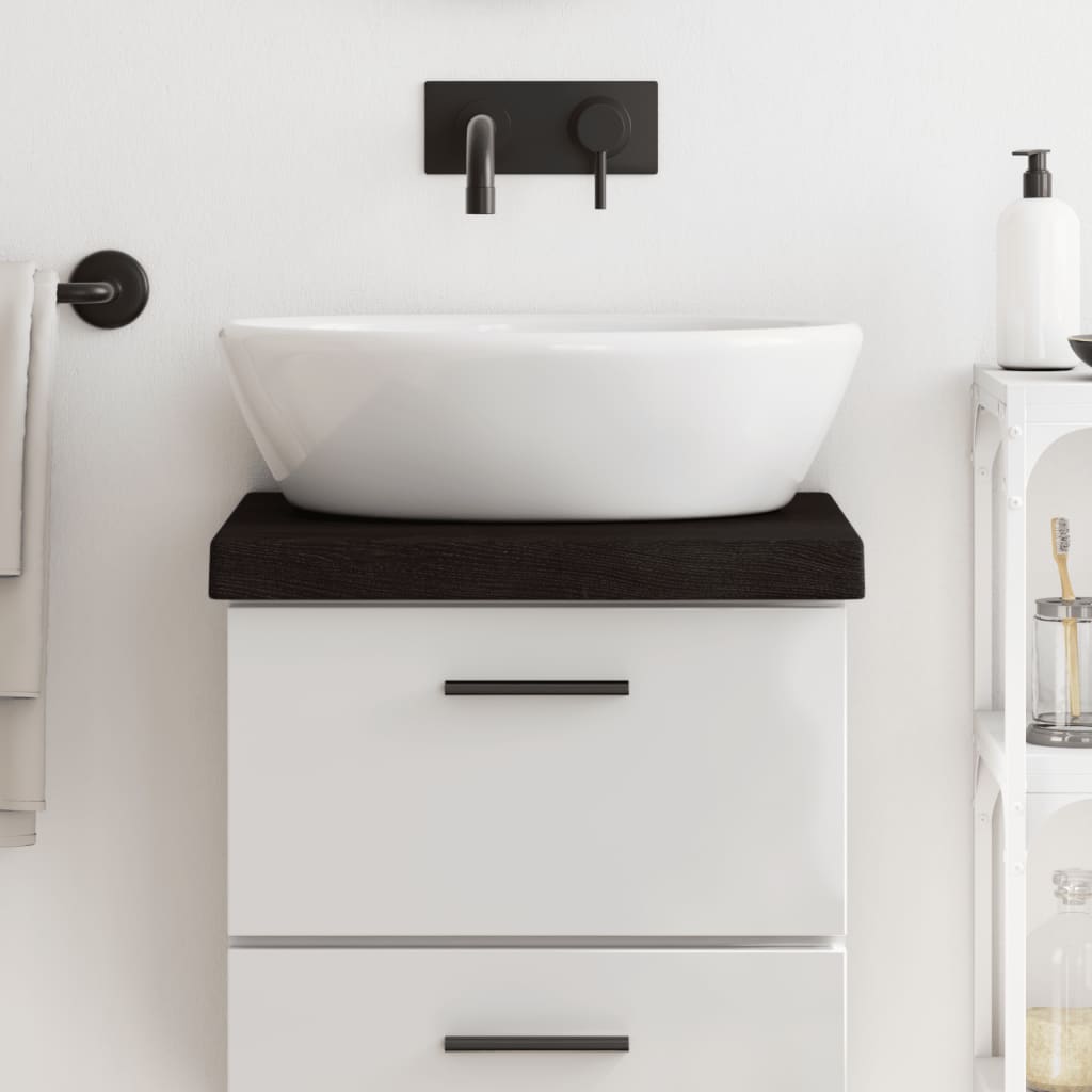 Piano Bagno Marrone Scuro 40x40x(2-6)cm Legno Massello Trattato