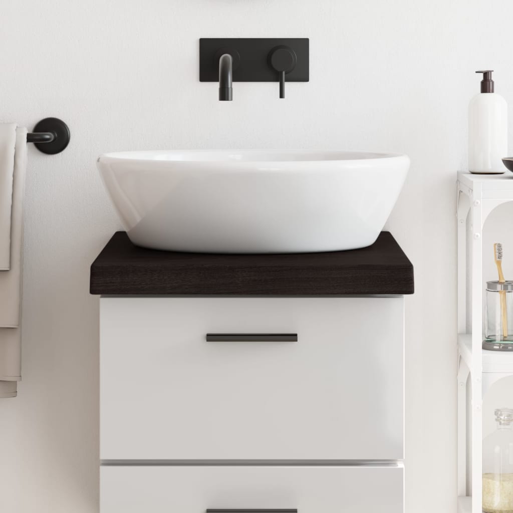Piano Bagno Marrone Scuro 40x50x(2-6)cm Legno Massello Trattato