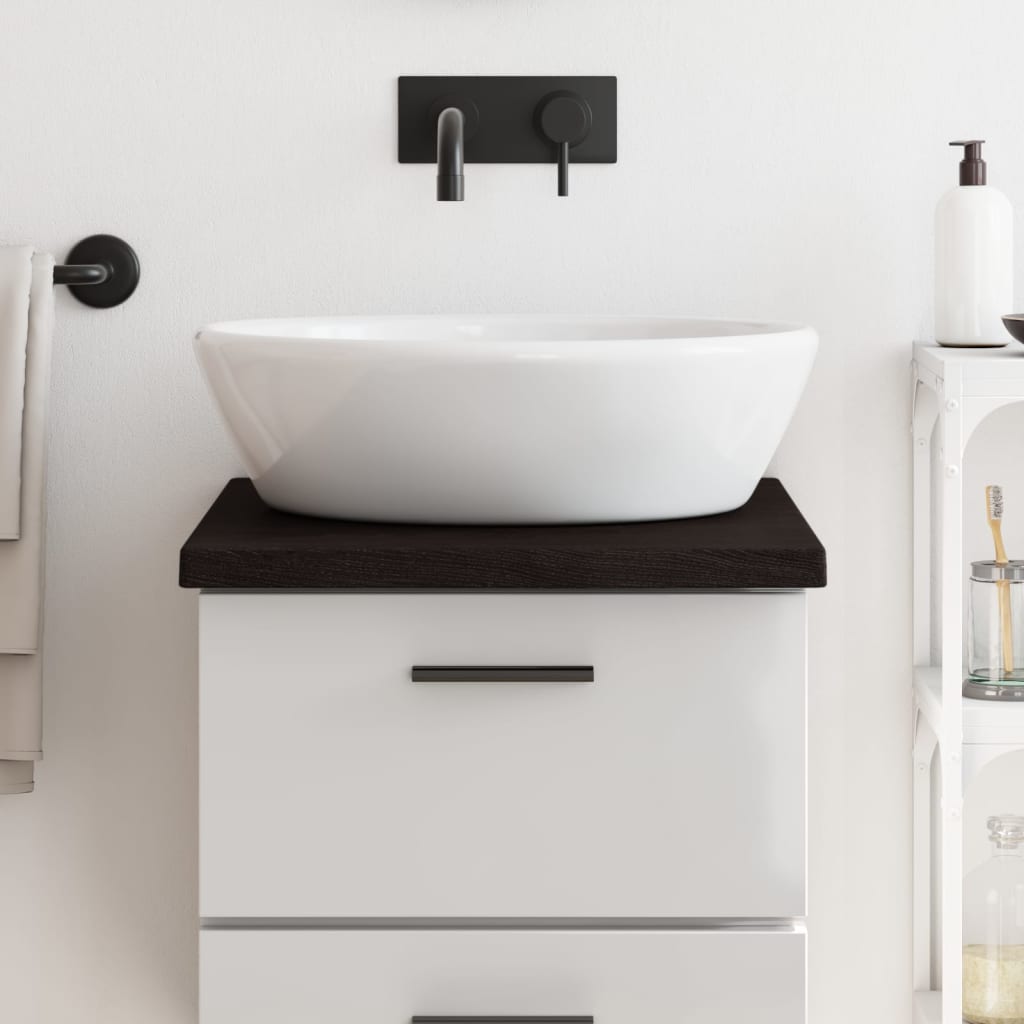 Piano Bagno Marrone Scuro 40x60x(2-4)cm Legno Massello Trattato