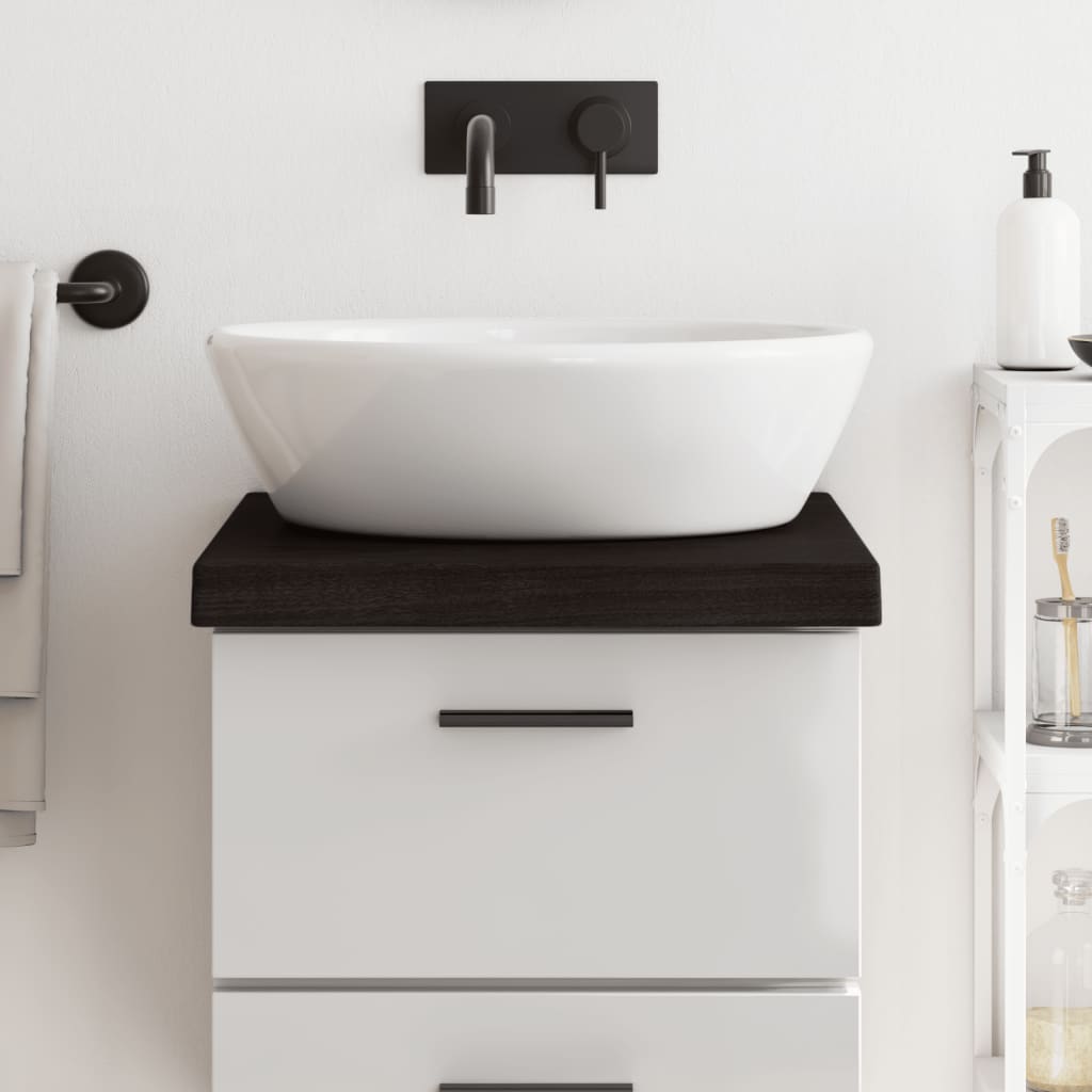 Piano Bagno Marrone Scuro 40x30x(2-6)cm Legno Massello Trattato