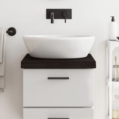 Piano Bagno Marrone Scuro 40x30x(2-6)cm Legno Massello Trattato