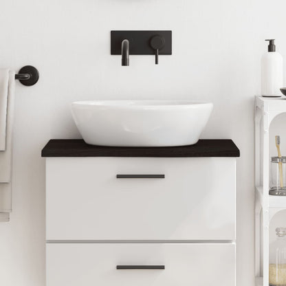 Piano Bagno Marrone Scuro 60x30x2 cm Legno Massello Trattato