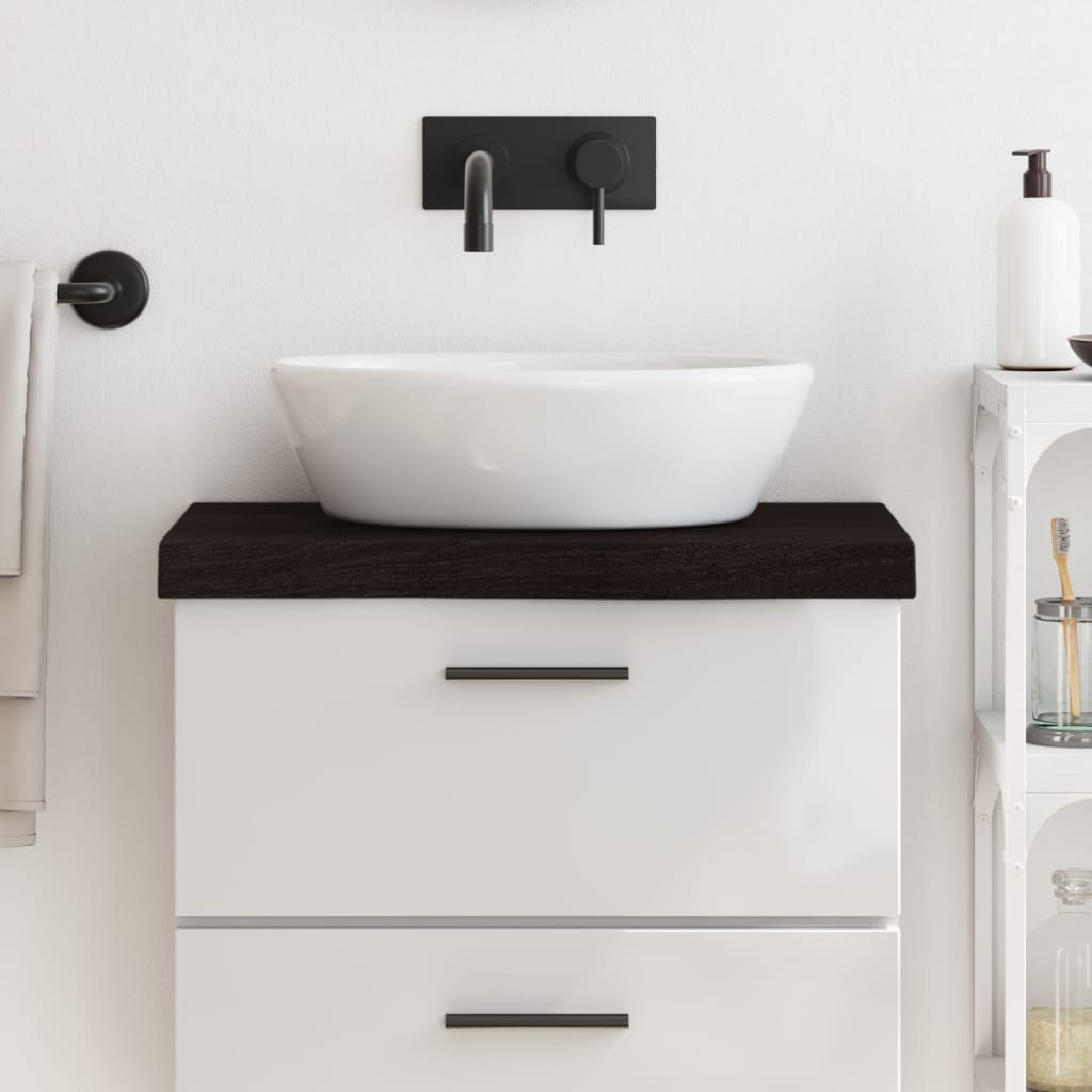 Piano Bagno Marrone Scuro 60x30x(2-6)cm Legno Massello Trattato