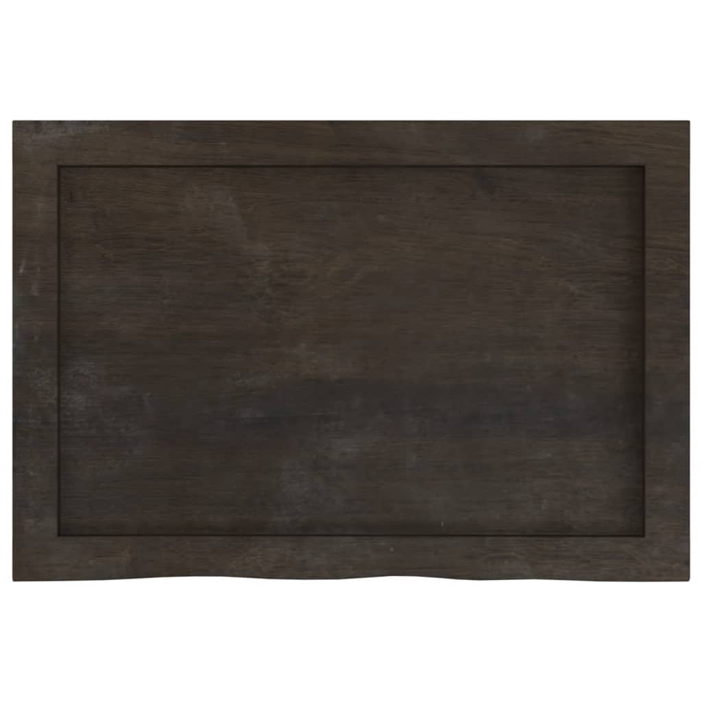 Piano Bagno Marrone Scuro 60x40x(2-6)cm Legno Massello Trattato