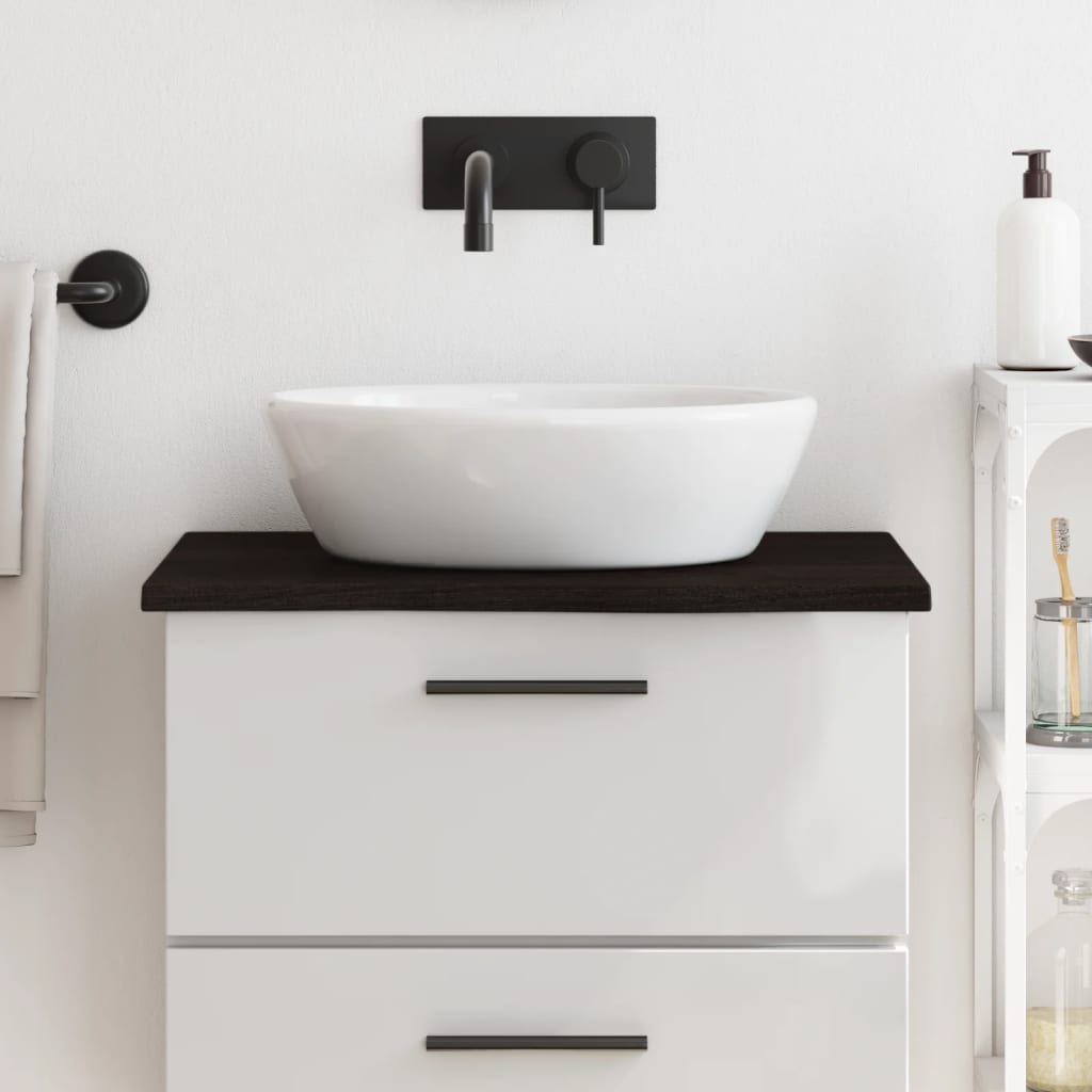 Piano Bagno Marrone Scuro 60x50x2 cm Legno Massello Trattato