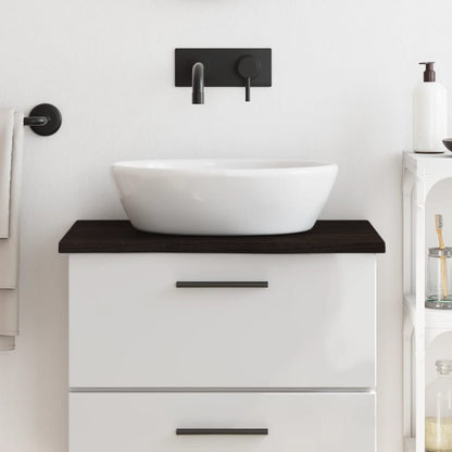 Piano Bagno Marrone Scuro 60x50x2 cm Legno Massello Trattato