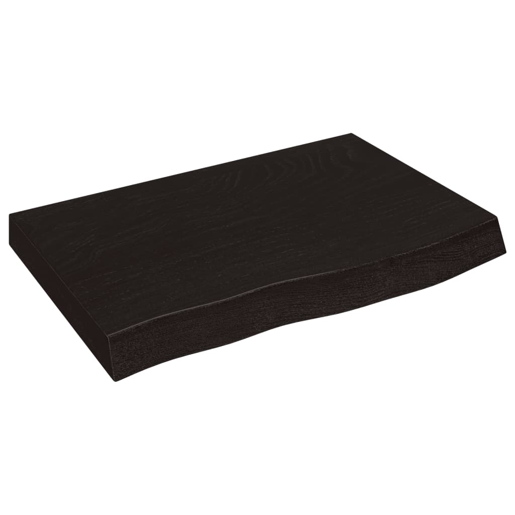 Piano Bagno Marrone Scuro 60x50x(2-4)cm Legno Massello Trattato