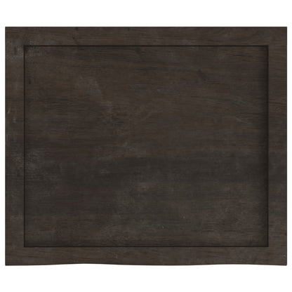 Piano Bagno Marrone Scuro 60x50x(2-4)cm Legno Massello Trattato
