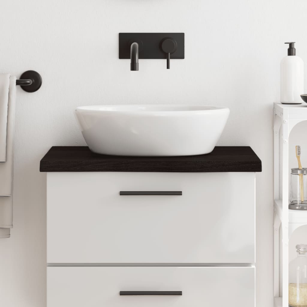 Piano Bagno Marrone Scuro 60x50x(2-4)cm Legno Massello Trattato