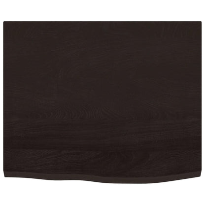 Piano Bagno Marrone Scuro 60x50x(2-6)cm Legno Massello Trattato