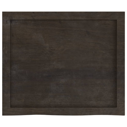 Piano Bagno Marrone Scuro 60x50x(2-6)cm Legno Massello Trattato