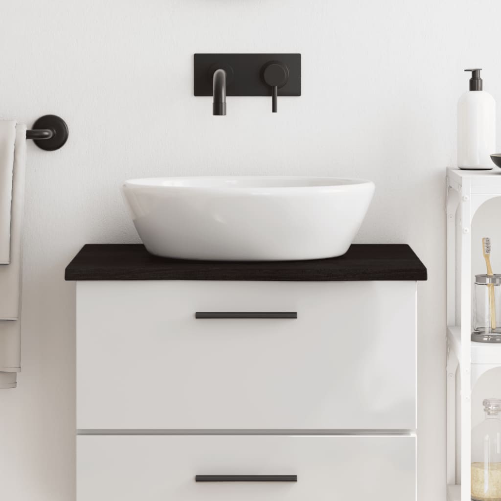 Piano Bagno Marrone Scuro 60x60x2 cm Legno Massello Trattato