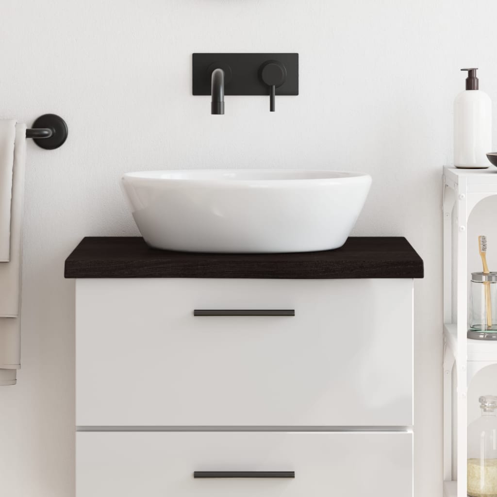 Piano Bagno Marrone Scuro 60x60x(2-4)cm Legno Massello Trattato