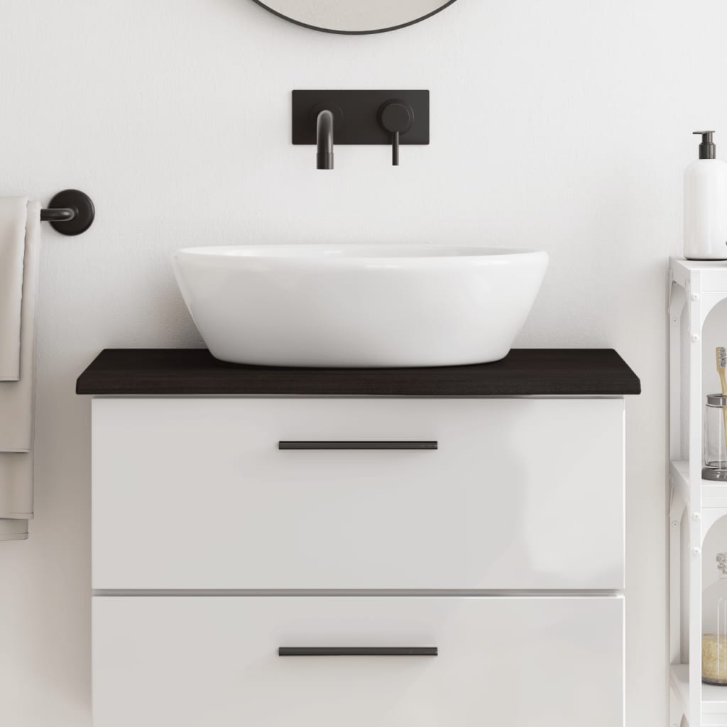 Piano Bagno Marrone Scuro 80x30x2 cm Legno Massello Trattato