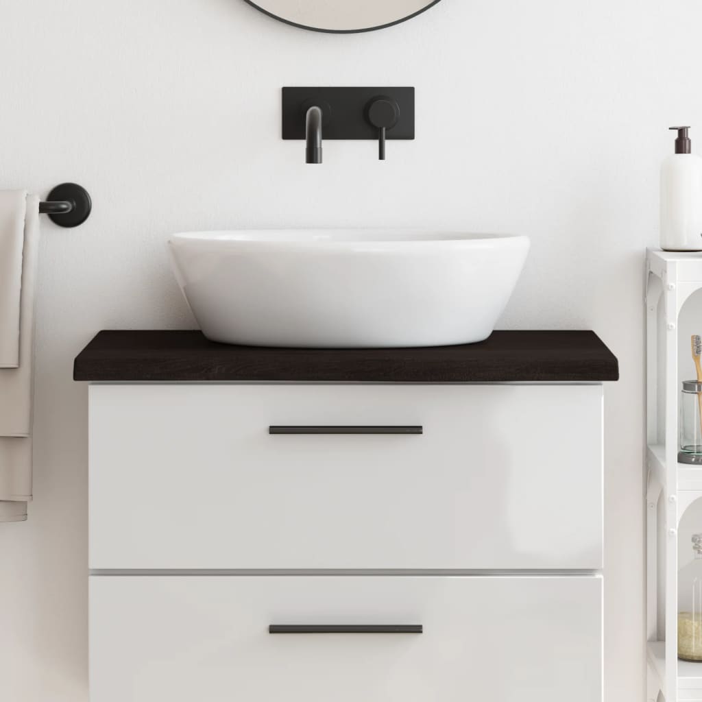 Piano Bagno Marrone Scuro 80x40x(2-4)cm Legno Massello Trattato