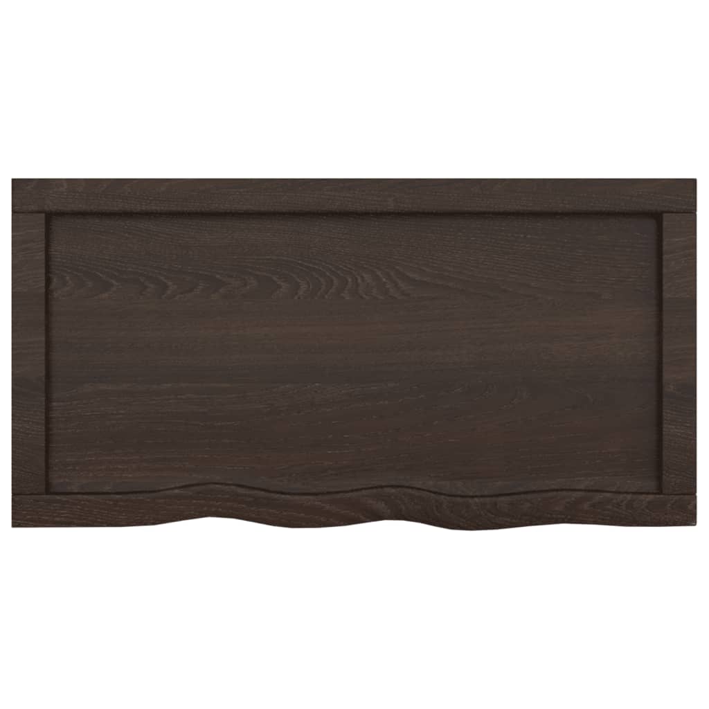 Piano Bagno Marrone Scuro 80x40x(2-6)cm Legno Massello Trattato