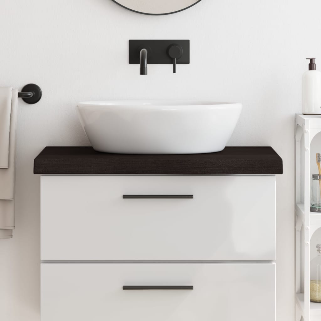 Piano Bagno Marrone Scuro 80x40x(2-6)cm Legno Massello Trattato