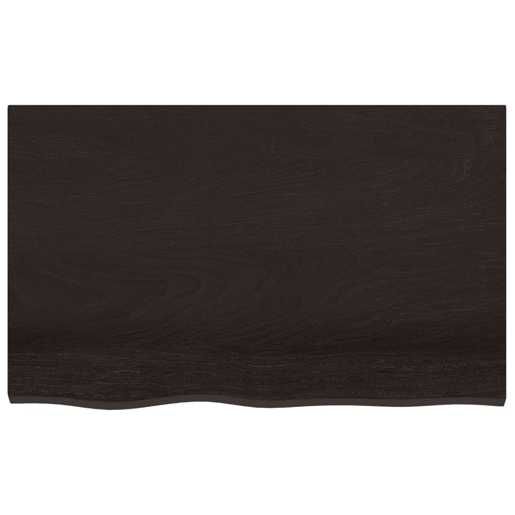 Piano Bagno Marrone Scuro 80x50x2 cm Legno Massello Trattato