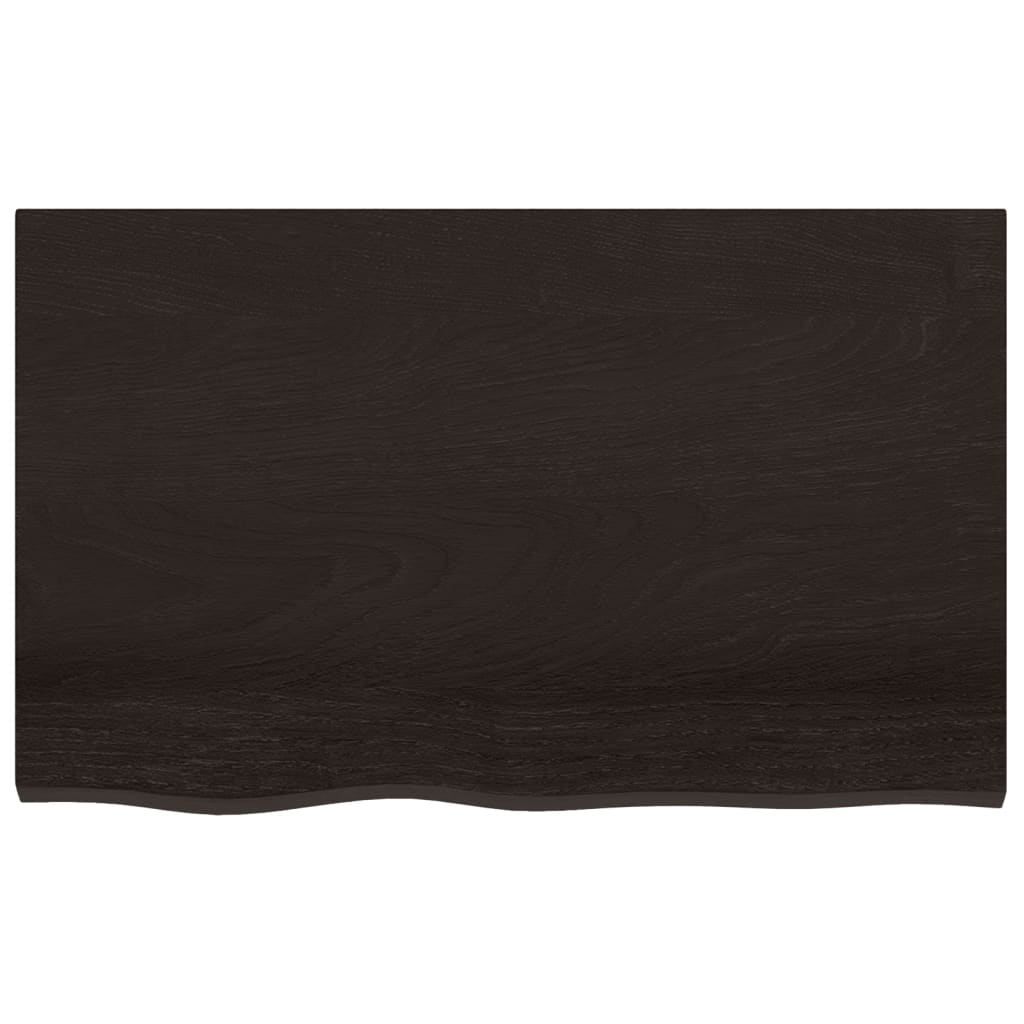 Piano Bagno Marrone Scuro 80x50x(2-4)cm Legno Massello Trattato