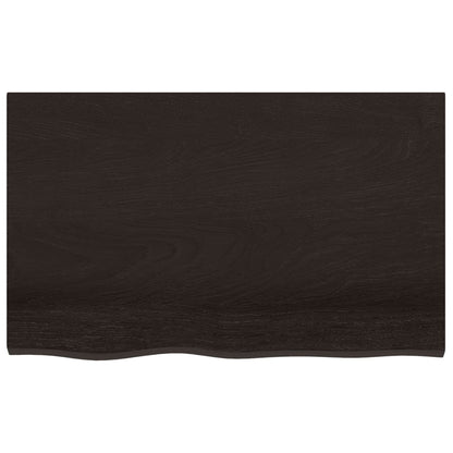Piano Bagno Marrone Scuro 80x50x(2-4)cm Legno Massello Trattato