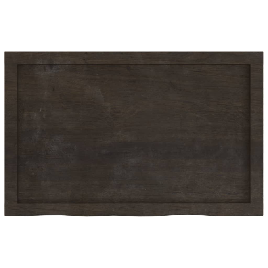 Piano Bagno Marrone Scuro 80x50x(2-4)cm Legno Massello Trattato