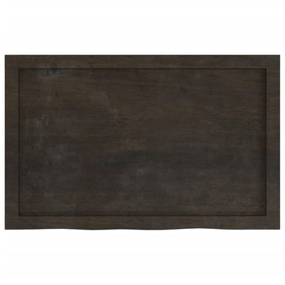 Piano Bagno Marrone Scuro 80x50x(2-6)cm Legno Massello Trattato