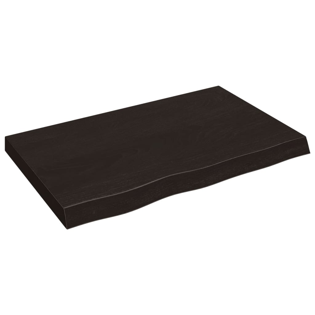 Piano Bagno Marrone Scuro 80x60x2 cm Legno Massello Trattato
