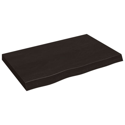 Piano Bagno Marrone Scuro 80x60x2 cm Legno Massello Trattato